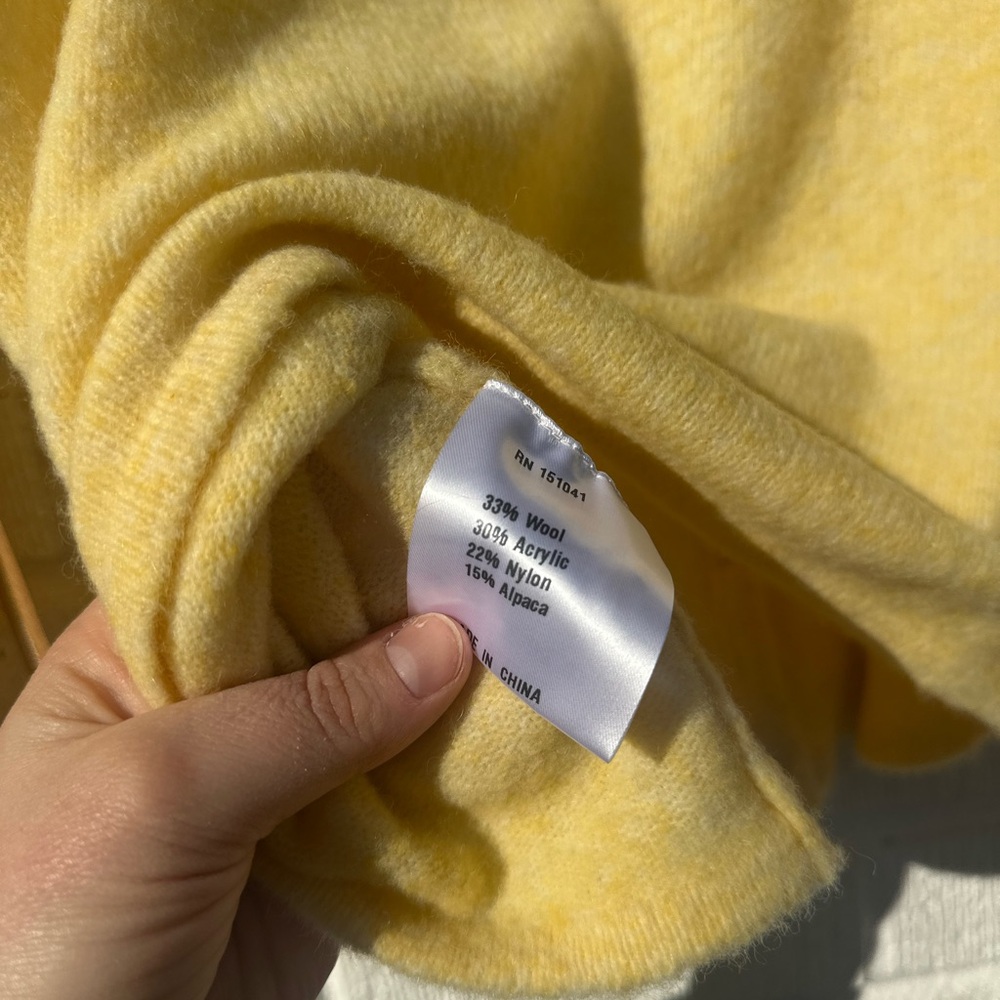 Women's Yellow Cardigan Sweater - Picture 4 of 4